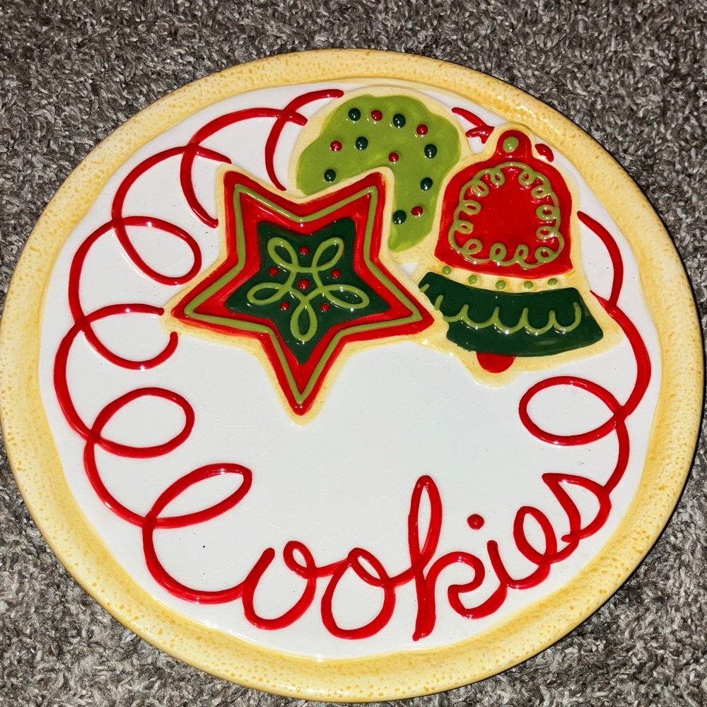 Festive Holiday Cookie Plate - Red, Green, Yellow